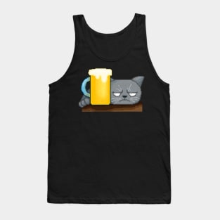 Stressful cat in need of beer Tank Top